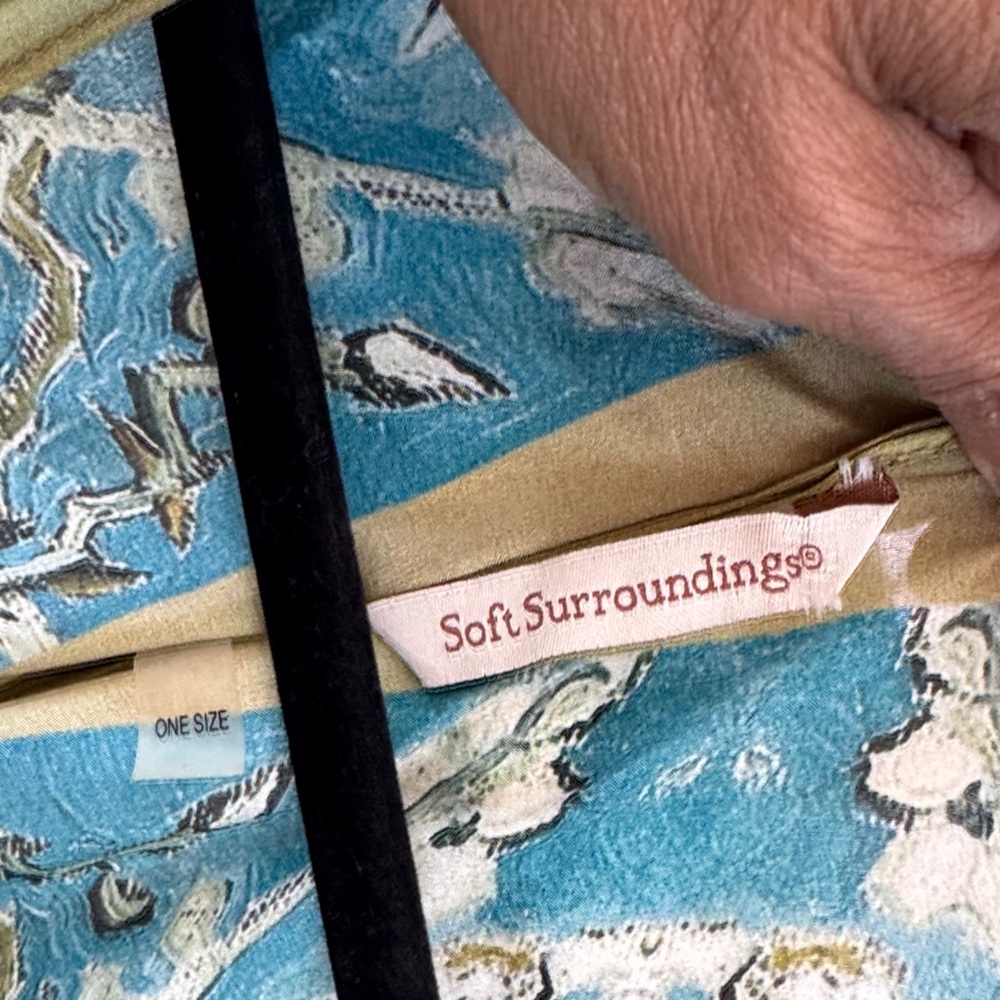 Soft Surroundings Teal and Olive Floral Kimono - Picture 2 of 3